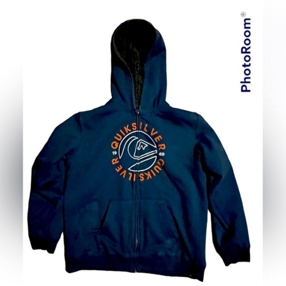 $10 Manic Monday!🏄♂️Quicksilver Logo Cozy Sherpa Lined Boys Zipper Hoodie🏄♂️